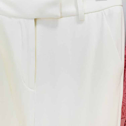 Womens Pantsuit White Flared Trouser Suit Two Pieces Wedding Pantsuit