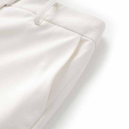 One Button White Pantsuit Fitted Blazer + Mid-High Rise Trousers Pantsuit Suit Formal Wear