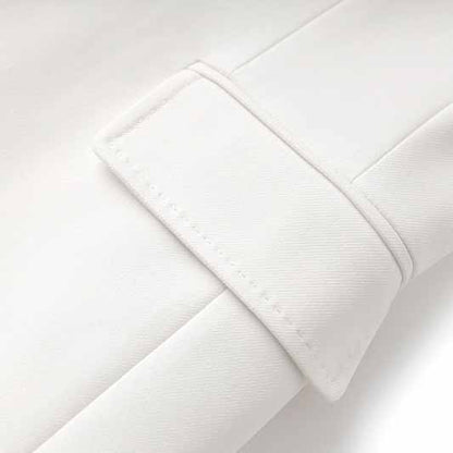 One Button White Pantsuit Fitted Blazer + Mid-High Rise Trousers Pantsuit Suit Formal Wear