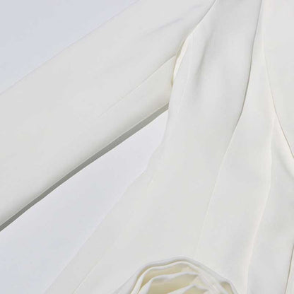 White Rose-applique Blazer Pants Suit Wedding Suit