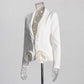 White Rose-applique Blazer Pants Suit Wedding Suit