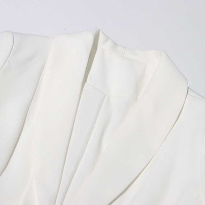 White Rose-applique Blazer Pants Suit Wedding Suit