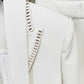 Women's Scarf-Detailed Pantsuit White One Button Blazer Suit