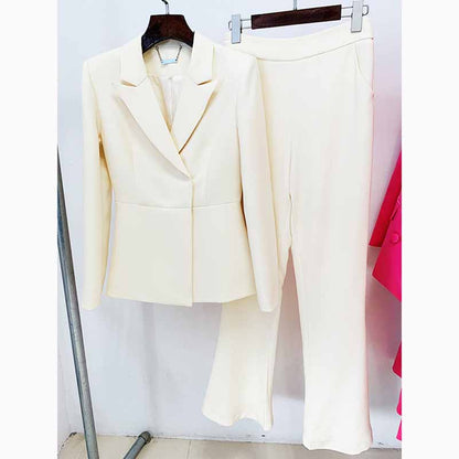 Womens Ivory Pantsuit Flare Trouser Suit Two Pieces Wedding suit