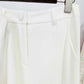 Women's White High-rise Wide-leg Pants Suit Formal Event Suit