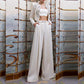 Women's White High-rise Wide-leg Pants Suit Formal Event Suit