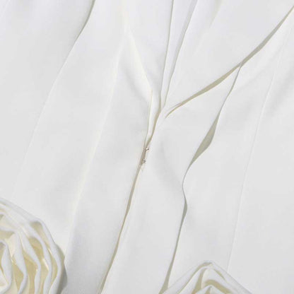 White Rose-applique Blazer Pants Suit Wedding Suit