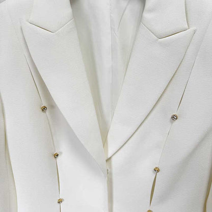 Womens White 2 Pieces Outfit Formal Wide-Legs Pantsuit Wedding Suit