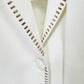 Women's Scarf-Detailed Pantsuit White One Button Blazer Suit