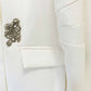 Women's White Beaded Blazer Suit Two Pieces Wide-Leg Wedding Pantsuit