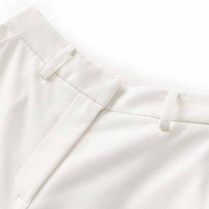 One Button White Pantsuit Fitted Blazer + Mid-High Rise Trousers Pantsuit Suit Formal Wear