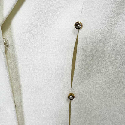 Womens White 2 Pieces Outfit Formal Wide-Legs Pantsuit Wedding Suit