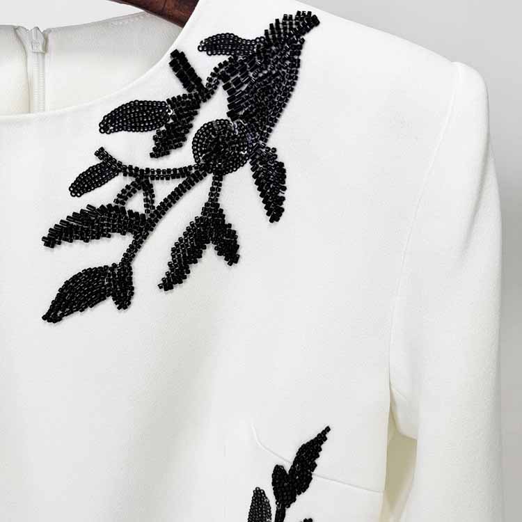 Sequin Beading Flower Maxi Dress White