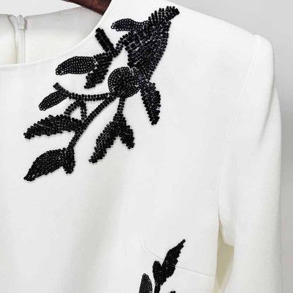 Sequin Beading Flower Maxi Dress White