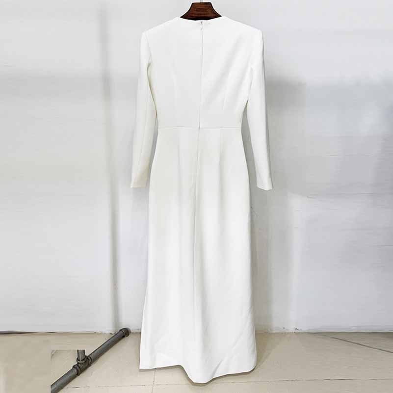 Sequin Beading Flower Maxi Dress White