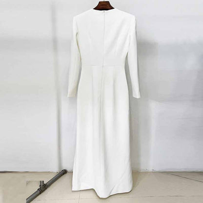 Sequin Beading Flower Maxi Dress White