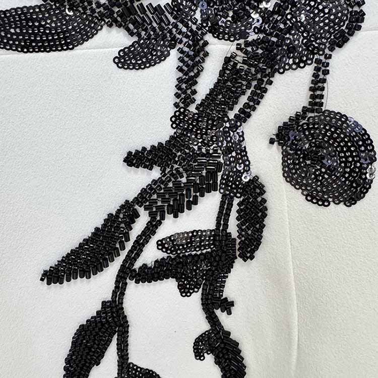 Sequin Beading Flower Maxi Dress White