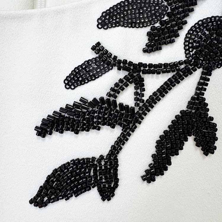 Sequin Beading Flower Maxi Dress White