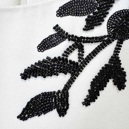 Sequin Beading Flower Maxi Dress White