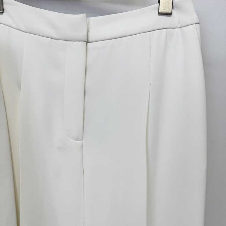 Women's White Embroidered Blazer and Wide Leg Pants Set - Elegant Formal Suit