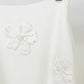 White Suit Floral Applique Crop Top and Skirt Suit