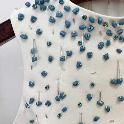 Womens Midi Skirt Suit Halter Neck Formal Event Suit High Waist Wedding Suit