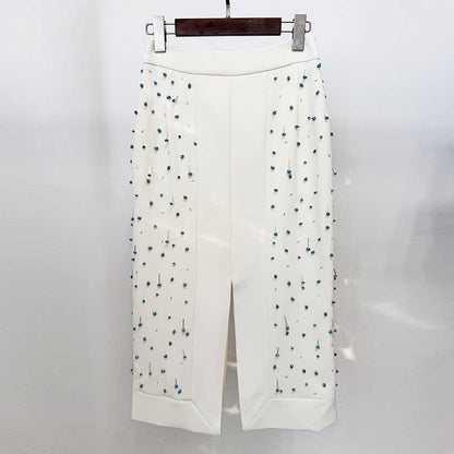 Womens Midi Skirt Suit Halter Neck Formal Event Suit High Waist Wedding Suit