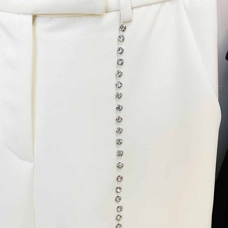 Women Luxury Wedding Suit Nail bead Blazer + Mid-High Rise Flare Trousers Suit Pants Suit