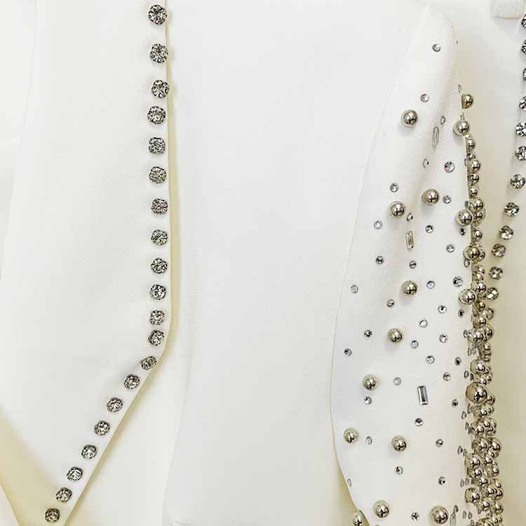 Women Luxury Wedding Suit Nail bead Blazer + Mid-High Rise Flare Trousers Suit Pants Suit