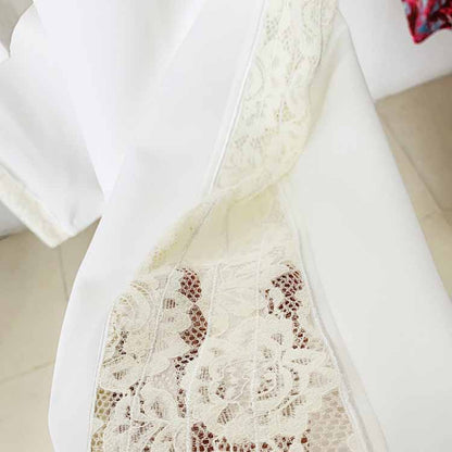 Women White Lace Pantsuits Loose Two Pieces Formal Suit Event Suit