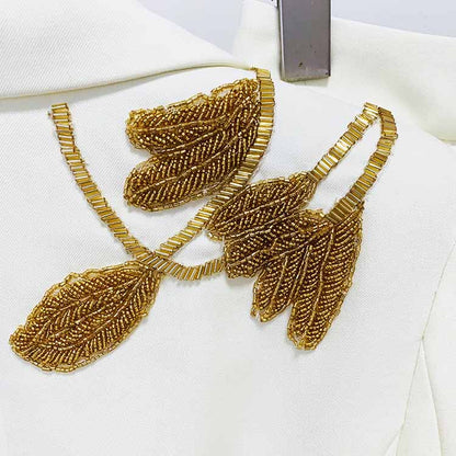 Women's Pantsuit Nail Beaded One Button Formal Suit Flare Pants Set Two Pieces Wedding Suit