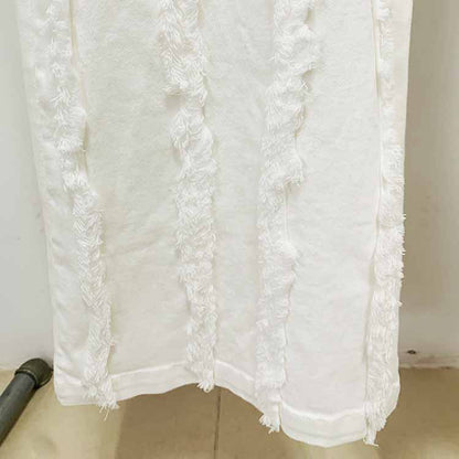 Women White Denim Pantsuits Thickened Shoulder Pad with Tassels Jacket, Jeans Suit