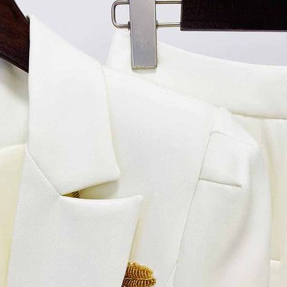 Women's Pantsuit Nail Beaded One Button Formal Suit Flare Pants Set Two Pieces Wedding Suit