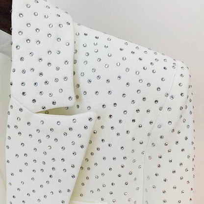 Womens Wedding Suit Luxury Hand Made Sequined Blazer + High Waist Skirt Suit Formal Suits