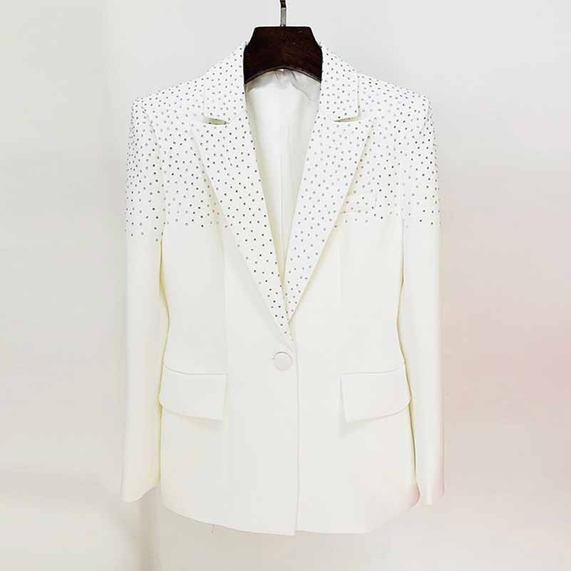Womens Wedding Suit Luxury Hand Made Sequined Blazer + High Waist Skirt Suit Formal Suits