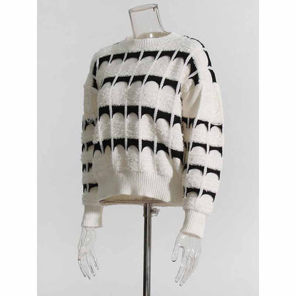 Women's Crew Neck Color Block Sweater Casual Sweater