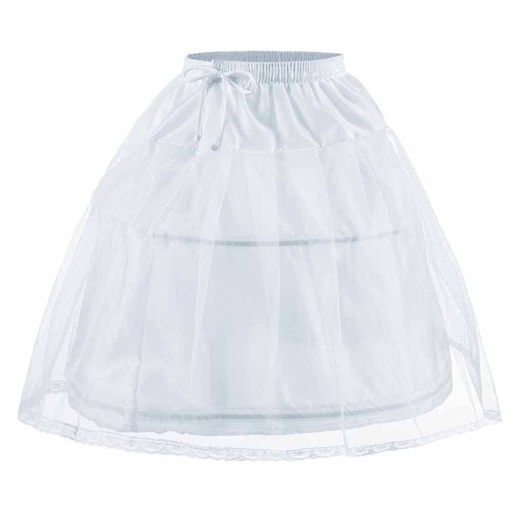 Flower Girls Petticoat with 2 Hoops Full Slip Elastic Child's Crinoline Underskirt