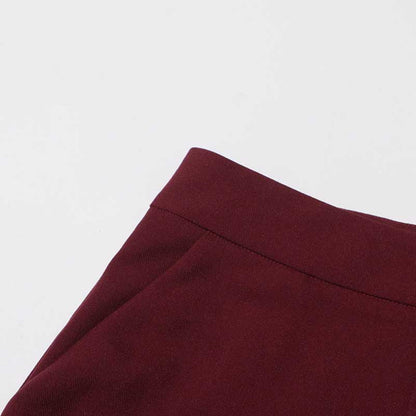 Women's Burgundy Suit Standard Collar Long Sleeve Wide Leg Pant Suit