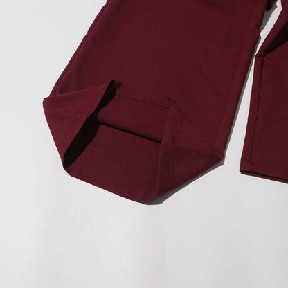 Women's Burgundy Suit Standard Collar Long Sleeve Wide Leg Pant Suit