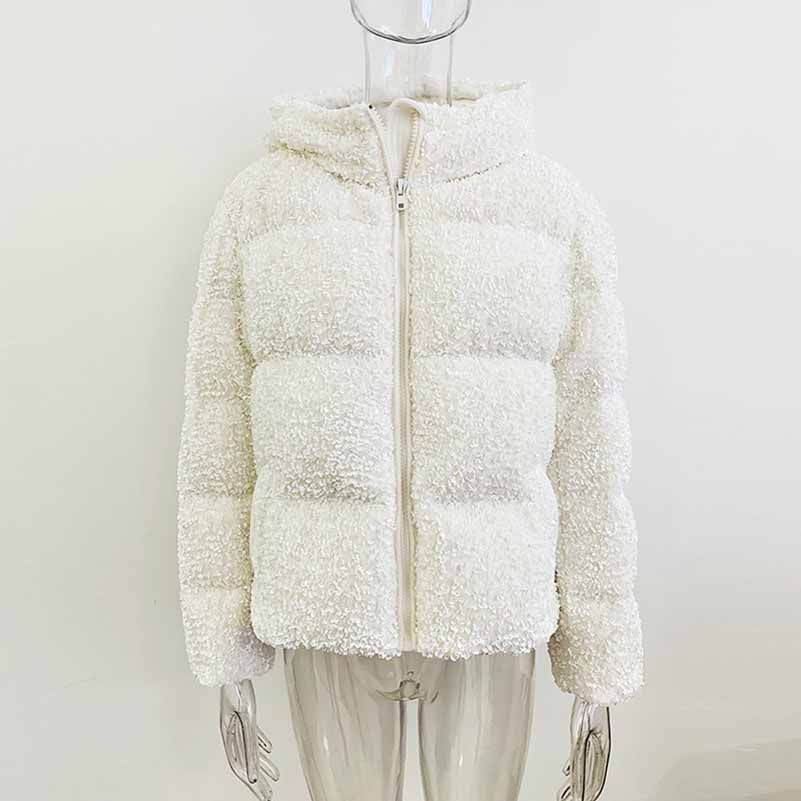 Women's Sequin Velvet Short Puffer Jacket Blingbling White duck down jacket