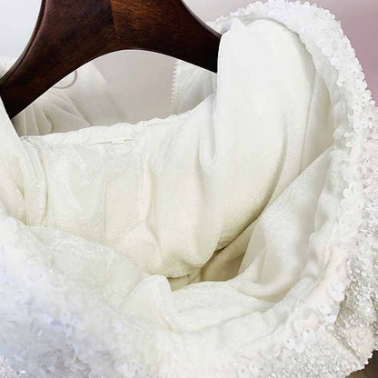 Women's Sequin Velvet Short Puffer Jacket Blingbling White duck down jacket