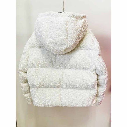 Women's Sequin Velvet Short Puffer Jacket Blingbling White duck down jacket