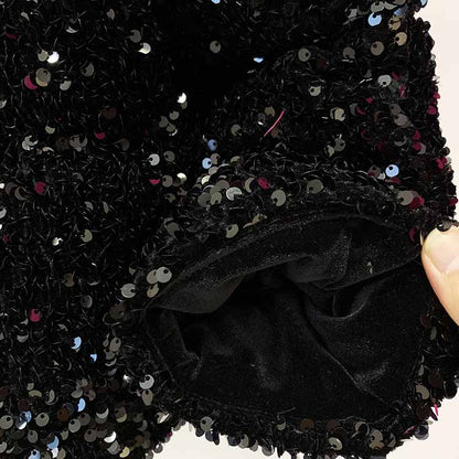 Women's Sequin Velvet Short Puffer Jacket Blingbling White duck down jacket