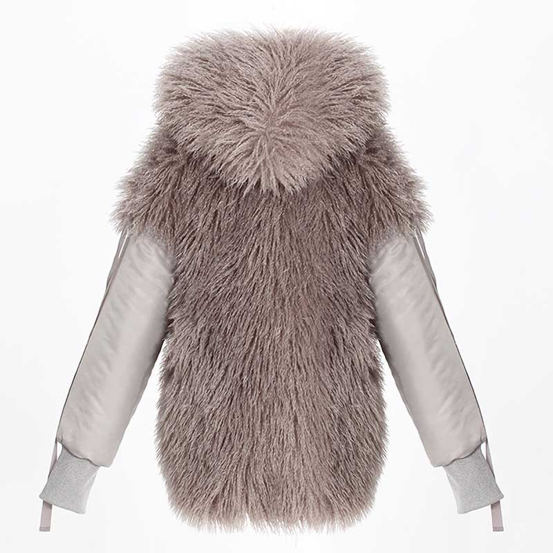 Women’s Faux Fur Winter Coat – Cotton-Padded Jacket with Faux Furs Hoddie
