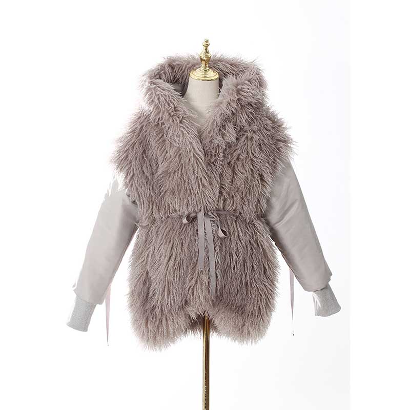 Women’s Faux Fur Winter Coat – Cotton-Padded Jacket with Faux Furs Hoddie