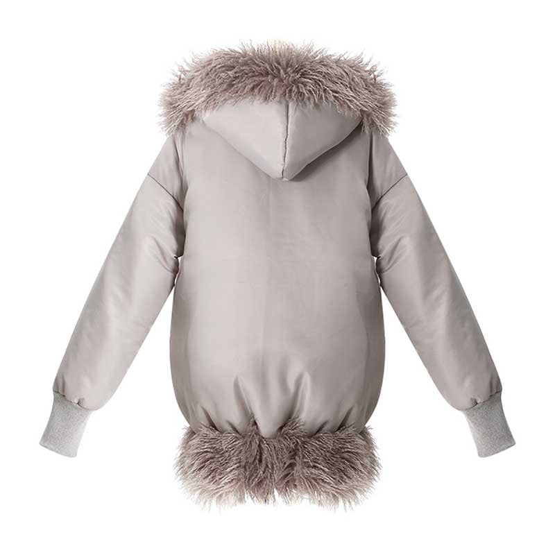 Women’s Faux Fur Winter Coat – Cotton-Padded Jacket with Faux Furs Hoddie