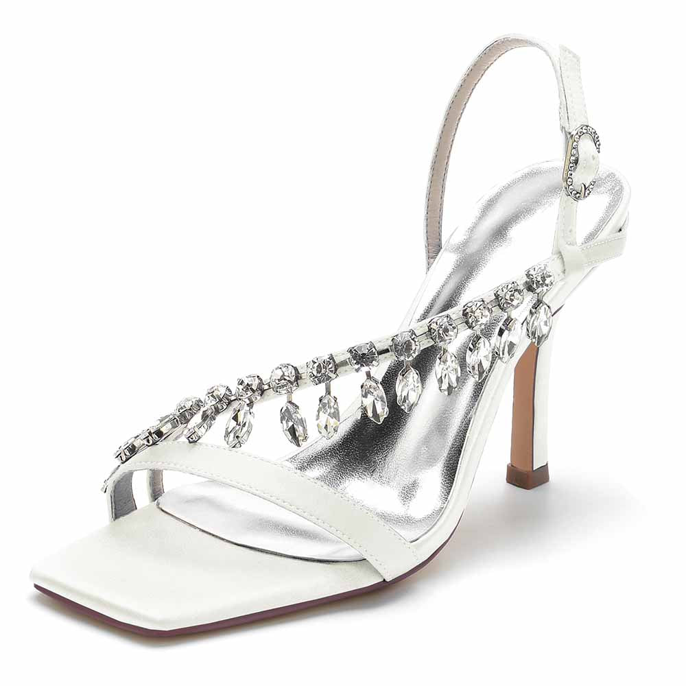 Elegant S&DCo. square toe prom shoes for women with sparkling rhinestone embellishments 