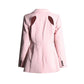 Women's Leaf Crepe Drop Hem Jacket with Slash Detailing in Pink Black