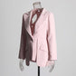 Women's Leaf Crepe Drop Hem Jacket with Slash Detailing in Pink Black