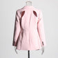 Women's Leaf Crepe Drop Hem Jacket with Slash Detailing in Pink Black